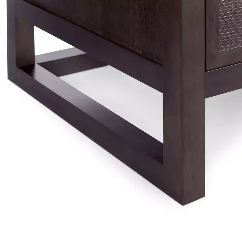 Hatteras Madia Moderna Boho a 4 Ante con Dettagli in Legno Massiccio e Rattan Naturale-Teamson Home