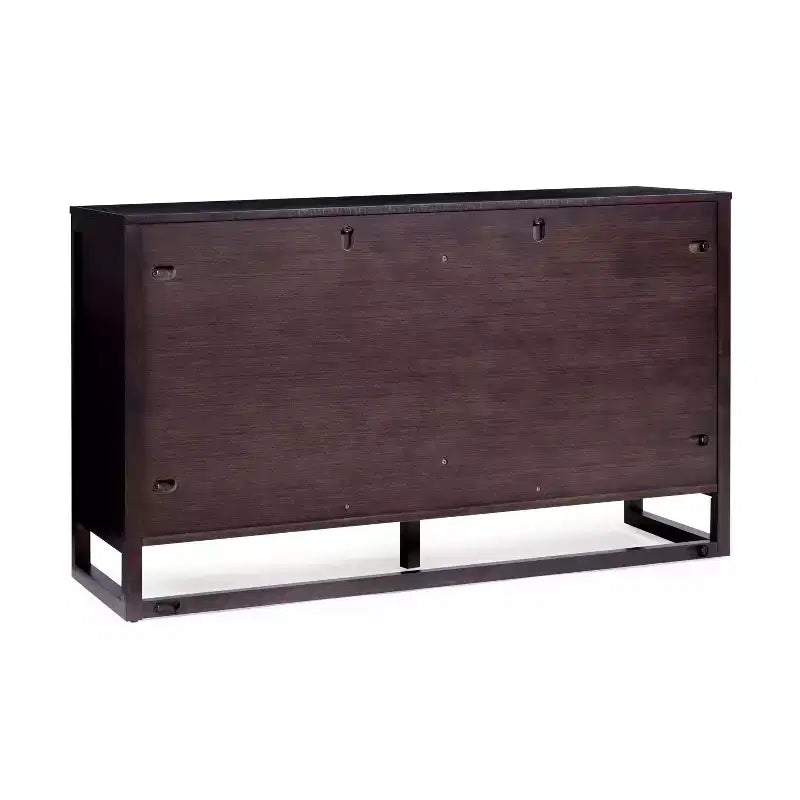 Hatteras Madia Moderna Boho a 4 Ante con Dettagli in Legno Massiccio e Rattan Naturale-Teamson Home