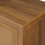 Hatteras Madia Moderna Boho a 4 Ante con Dettagli in Legno Massiccio e Rattan Naturale-Teamson Home