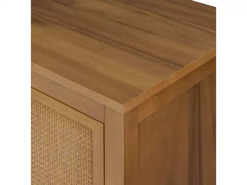 Hatteras Madia Moderna Boho a 4 Ante con Dettagli in Legno Massiccio e Rattan Naturale-Teamson Home