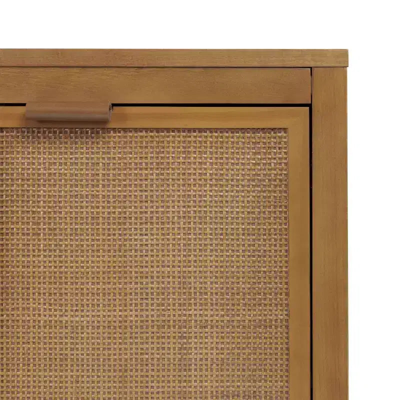 Hatteras Madia Moderna Boho a 4 Ante con Dettagli in Legno Massiccio e Rattan Naturale-Teamson Home