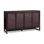 Hatteras Madia Moderna Boho a 4 Ante con Dettagli in Legno Massiccio e Rattan Naturale-Teamson Home