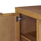 Hatteras Madia Moderna Boho a 4 Ante con Dettagli in Legno Massiccio e Rattan Naturale-Teamson Home