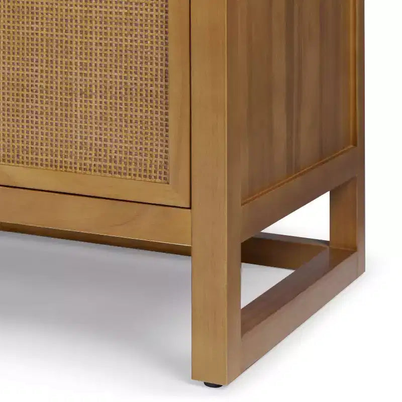 Hatteras Madia Moderna Boho a 4 Ante con Dettagli in Legno Massiccio e Rattan Naturale-Teamson Home