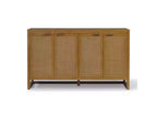 Hatteras Madia Moderna Boho a 4 Ante con Dettagli in Legno Massiccio e Rattan Naturale-Teamson Home