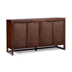 Hatteras Madia Moderna Boho a 4 Ante con Dettagli in Legno Massiccio e Rattan Naturale-Teamson Home