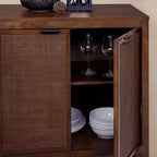 Hatteras Madia Moderna Boho a 4 Ante con Dettagli in Legno Massiccio e Rattan Naturale-Teamson Home