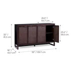 Hatteras Madia Moderna Boho a 4 Ante con Dettagli in Legno Massiccio e Rattan Naturale-Teamson Home