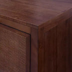 Hatteras Madia Moderna Boho a 4 Ante con Dettagli in Legno Massiccio e Rattan Naturale-Teamson Home