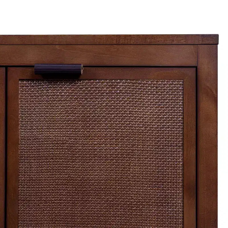 Hatteras Madia Moderna Boho a 4 Ante con Dettagli in Legno Massiccio e Rattan Naturale-Teamson Home