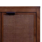 Hatteras Madia Moderna Boho a 4 Ante con Dettagli in Legno Massiccio e Rattan Naturale-Teamson Home