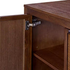 Hatteras Madia Moderna Boho a 4 Ante con Dettagli in Legno Massiccio e Rattan Naturale-Teamson Home