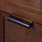 Hatteras Madia Moderna Boho a 4 Ante con Dettagli in Legno Massiccio e Rattan Naturale-Teamson Home