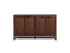 Hatteras Madia Moderna Boho a 4 Ante con Dettagli in Legno Massiccio e Rattan Naturale-Teamson Home