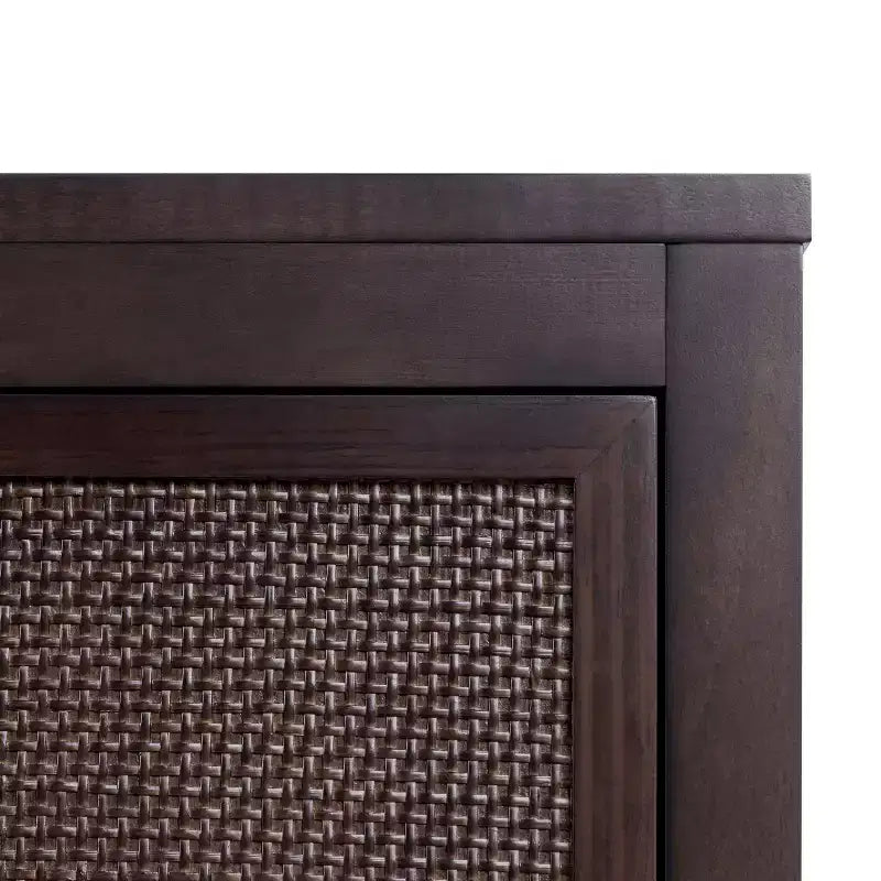 Hatteras Madia Moderna Boho a 4 Ante con Dettagli in Legno Massiccio e Rattan Naturale-Teamson Home