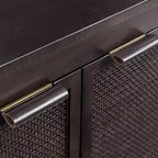 Hatteras Madia Moderna Boho a 4 Ante con Dettagli in Legno Massiccio e Rattan Naturale-Teamson Home