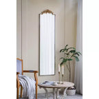Specchio grande rettangolare a figura intera Okak con corona floreale dorata, specchio da parete, specchio a figura intera per camerino, negozio di abbigliamento, oro