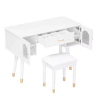 Homy Casa Tavolo da Trucco con Sgabello e Armadietti Contenitori per Camera da Letto o Spogliatoio, Bianco