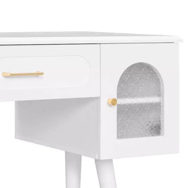 Homy Casa Tavolo da Trucco con Sgabello e Armadietti Contenitori per Camera da Letto o Spogliatoio, Bianco