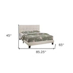 HomeRoots Telaio Letto Matrimoniale Queen in Lino Trapuntato Beige