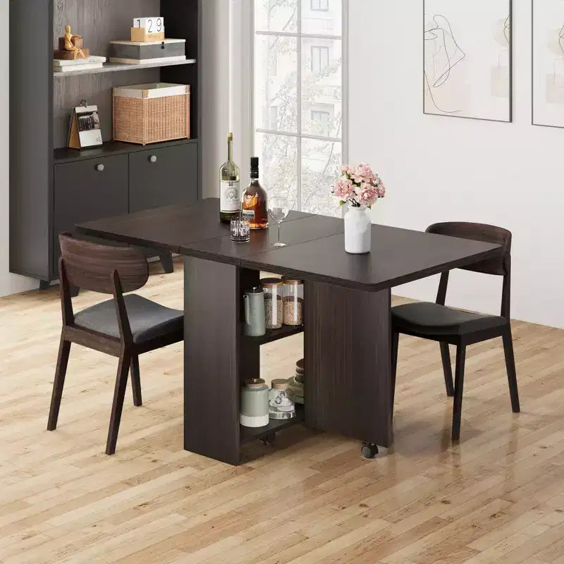 Tavolo da Pranzo Pieghevole da Cucina, Tavolo da Pranzo Salvaspazio con Ripiano Contenitore, Tavolo da Cucina Allungabile con Ante a Scomparsa per Piccoli Spazi