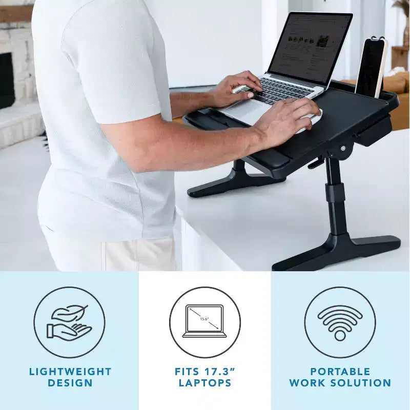 LAPGEAR Scrivania da letto regolabile Easy Tilt per laptop
