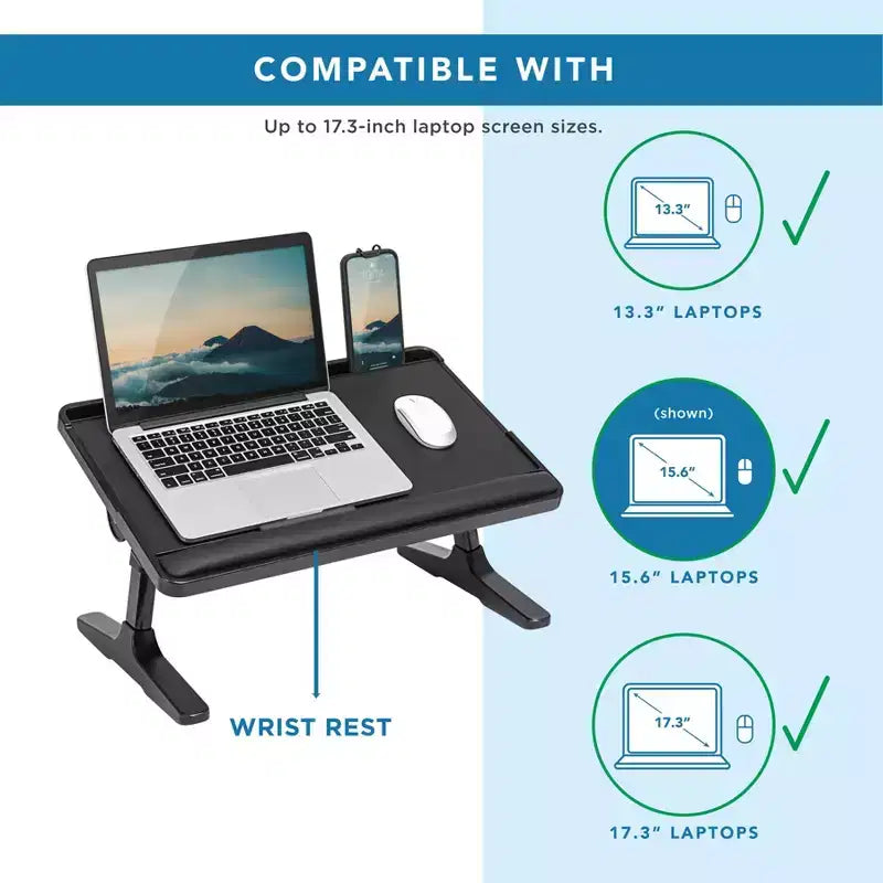 LAPGEAR Scrivania da letto regolabile Easy Tilt per laptop