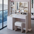 Set Toeletta Tavolo da Trucco 40 di Grandi Dimensioni Mobiletto Comodino Sinistro Tavolo da Trucco+Sgabello Imbottito Set Cassettiera