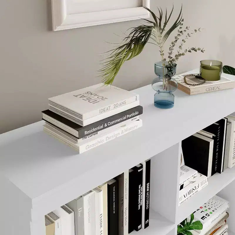 COZONY Scaffale Portaoggetti a 6 Cubi, Libreria Alta 135cm con Design Antiribaltamento, Scaffale Organizzatore Moderno Autoportante per Soggiorno, Camera da Letra, Ufficio