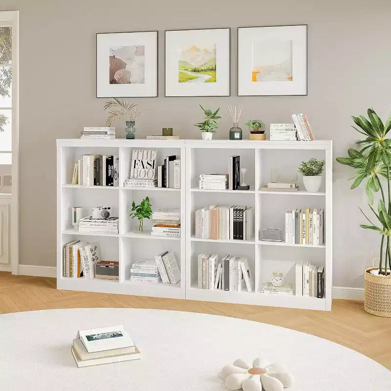 COZONY Scaffale Portaoggetti a 6 Cubi, Libreria Alta 135cm con Design Antiribaltamento, Scaffale Organizzatore Moderno Autoportante per Soggiorno, Camera da Letra, Ufficio