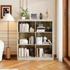 COZONY Scaffale Portaoggetti a 6 Cubi, Libreria Alta 135cm con Design Antiribaltamento, Scaffale Organizzatore Moderno Autoportante per Soggiorno, Camera da Letra, Ufficio