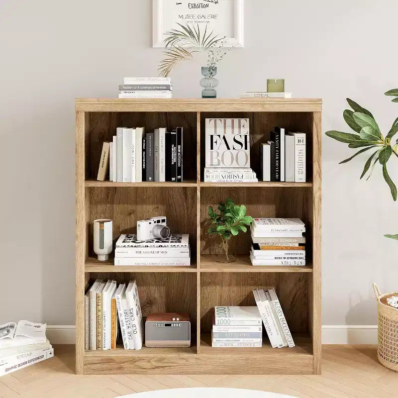 COZONY Scaffale Portaoggetti a 6 Cubi, Libreria Alta 135cm con Design Antiribaltamento, Scaffale Organizzatore Moderno Autoportante per Soggiorno, Camera da Letra, Ufficio