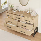 Cassettiera CuisinSmart 52" con 7 cassetti per camera da letto - Comò in rovere naturale, organizer armadio autoportante per soggiorno, ingresso