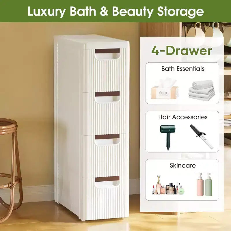 Mobiletto contenitore stretto a 3 cassetti Dcolora, Mobiletto bagno sottile