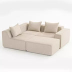 Divano componibile in velluto a coste da 111,41" W, divano lounge senza montaggio con design testurizzato per soggiorno - ModernLuxe