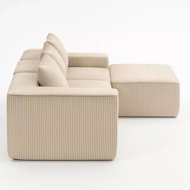 Divano componibile in velluto a coste da 111,41" W, divano lounge senza montaggio con design testurizzato per soggiorno - ModernLuxe
