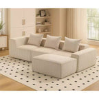 Divano componibile in velluto a coste da 111,41" W, divano lounge senza montaggio con design testurizzato per soggiorno - ModernLuxe