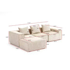 Divano componibile in velluto a coste da 111,41" W, divano lounge senza montaggio con design testurizzato per soggiorno - ModernLuxe
