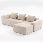 Divano componibile in velluto a coste da 111,41" W, divano lounge senza montaggio con design testurizzato per soggiorno - ModernLuxe