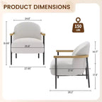 GustoWave Poltrona Accent Mid-Century 81 cm, Sedia da Lettura con Struttura in Metallo per Soggiorno - Beige