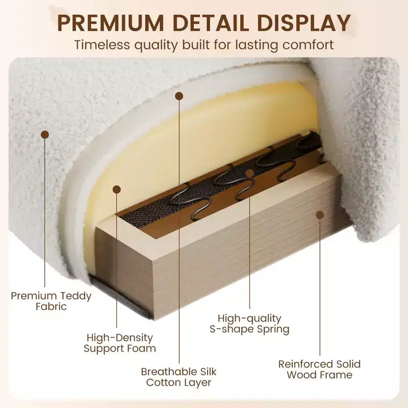 GustoWave Poltrona Accent Mid-Century 81 cm, Sedia da Lettura con Struttura in Metallo per Soggiorno - Beige