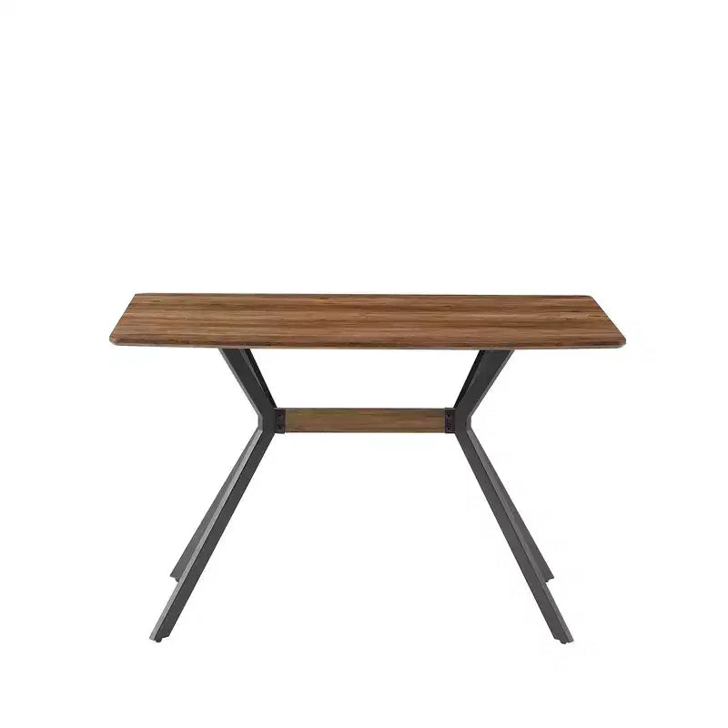 Homy Casa Tavolo da Pranzo Rettangolare, Piano Noce con Gambe in Metallo Nero, Stile Urbano Contemporaneo