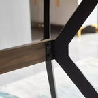 Homy Casa Tavolo da Pranzo Rettangolare, Piano Noce con Gambe in Metallo Nero, Stile Urbano Contemporaneo