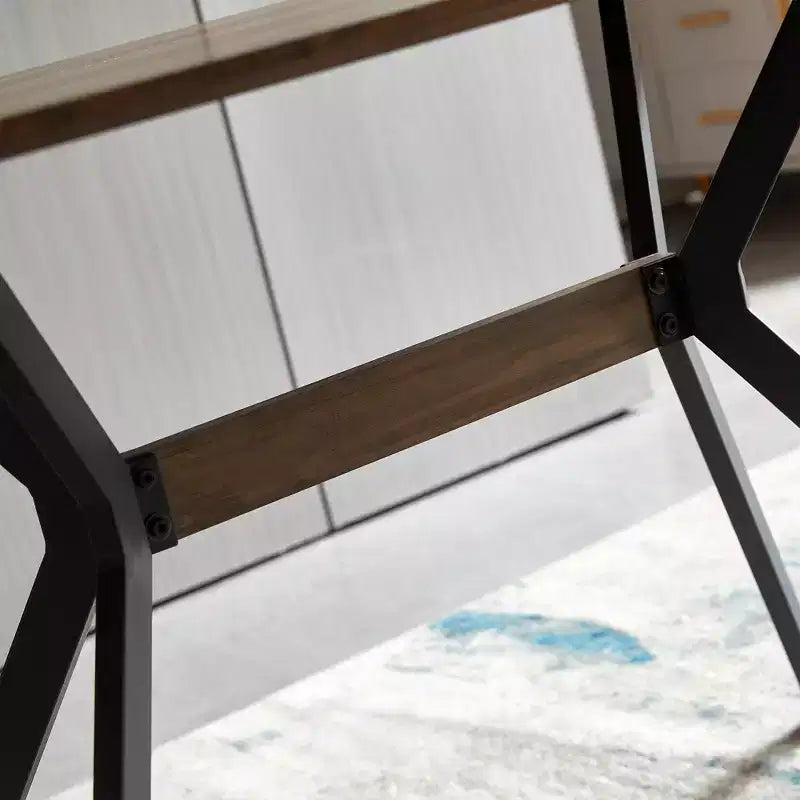 Homy Casa Tavolo da Pranzo Rettangolare, Piano Noce con Gambe in Metallo Nero, Stile Urbano Contemporaneo