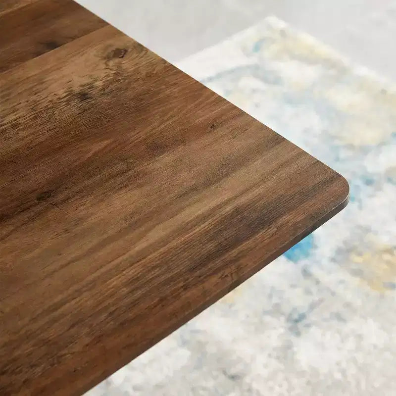 Homy Casa Tavolo da Pranzo Rettangolare, Piano Noce con Gambe in Metallo Nero, Stile Urbano Contemporaneo