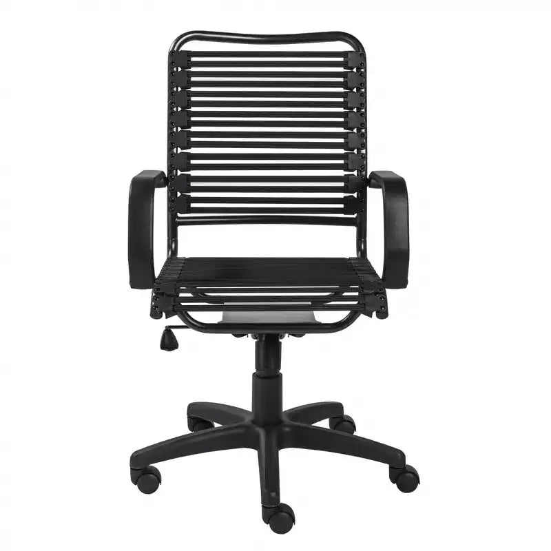 HomeRoots Black Adjustable Swivel Bungee Rolling Office Chair