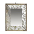 HomeRoots 12 Silver Metal Framed Antiqued Glass Accent Mirror