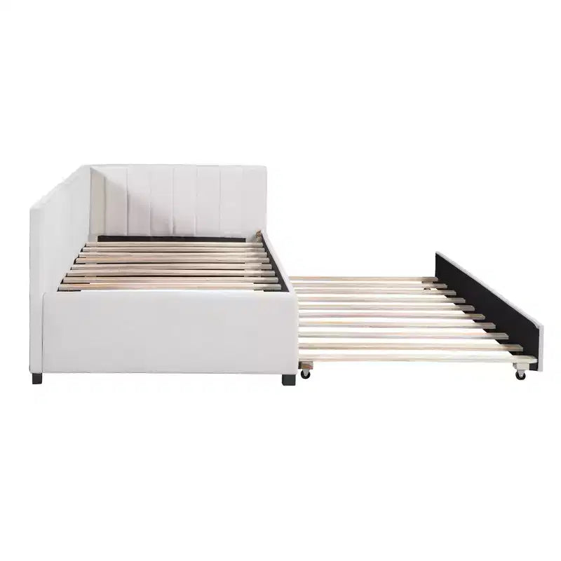 Bellemave - Divano letto singolo imbottito con letto estraibile, struttura divano letto singolo con bracciolo, divano letto per soggiorno camera da letto, beige
