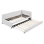 Bellemave - Divano letto singolo imbottito con letto estraibile, struttura divano letto singolo con bracciolo, divano letto per soggiorno camera da letto, beige