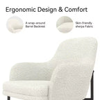 Dyonery Sedia da Pranzo Moderna in Bouclé Mid-Century, Schienale e Braccioli Imbottiti Confortevoli, Gambe in Metallo, Sedia Accento Bianca